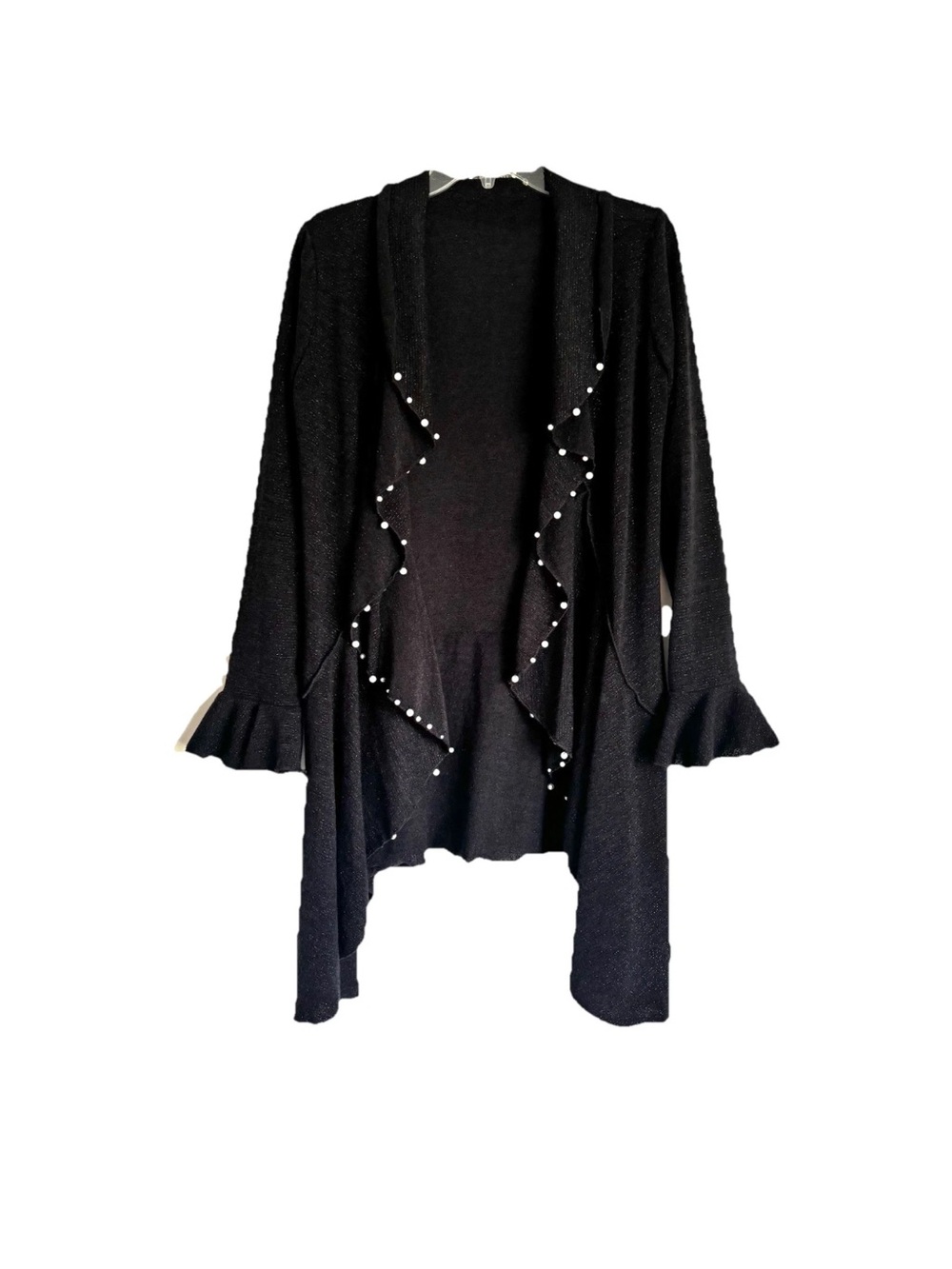 Alberto Makali Black Metallic Open Front Cardigan